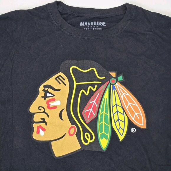 Chicago Blackhawks MADHOUSE T Shirt Mens 2XL‎ Black Short Sleeve NHL 100% Cotton - Picture 2 of 5
